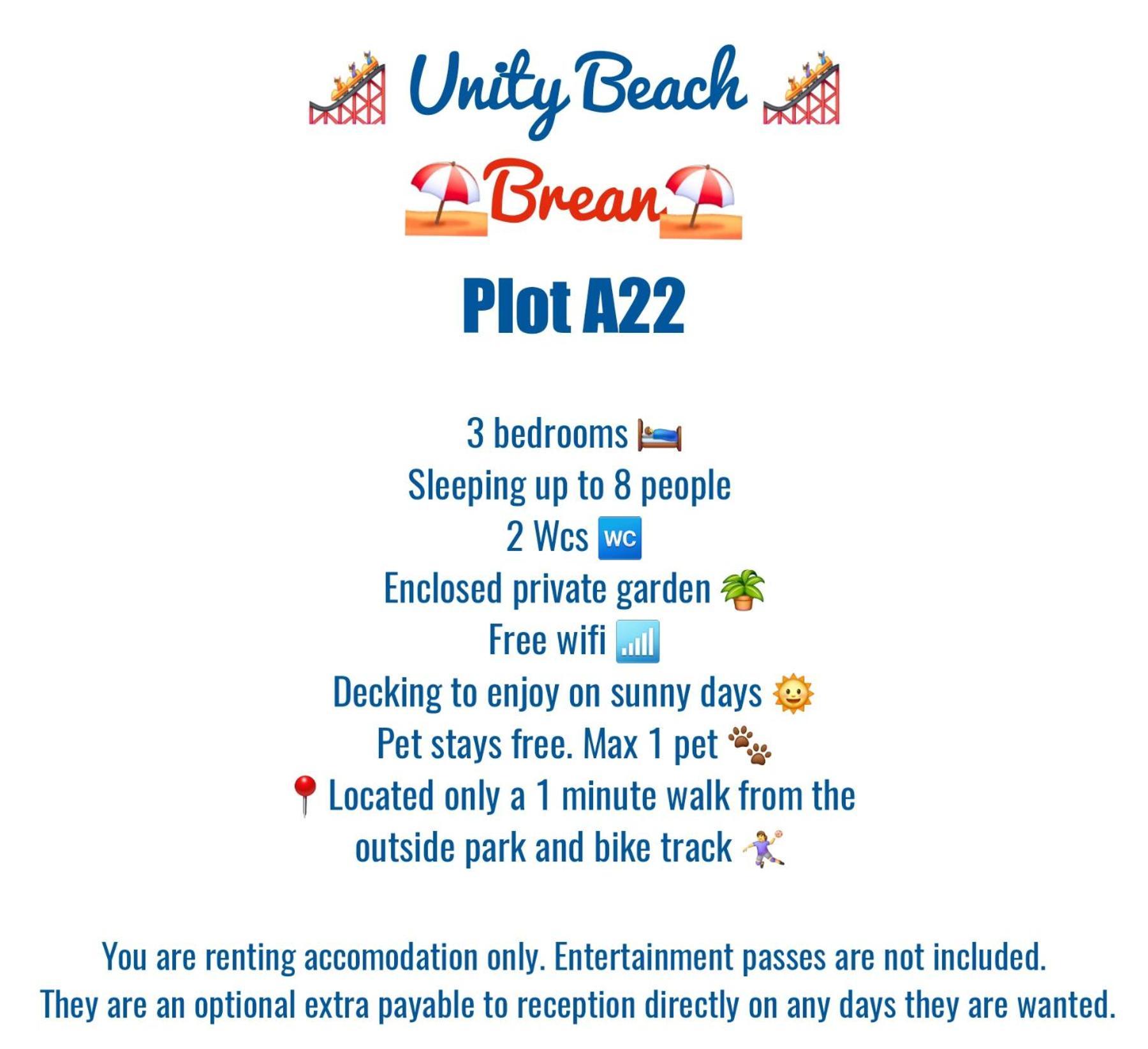Berrow A22 Unity Beach Holiday Resort Unity Brean Sleeps 8 People 3 Bedrooms 1 Pet Stays Free מראה חיצוני תמונה